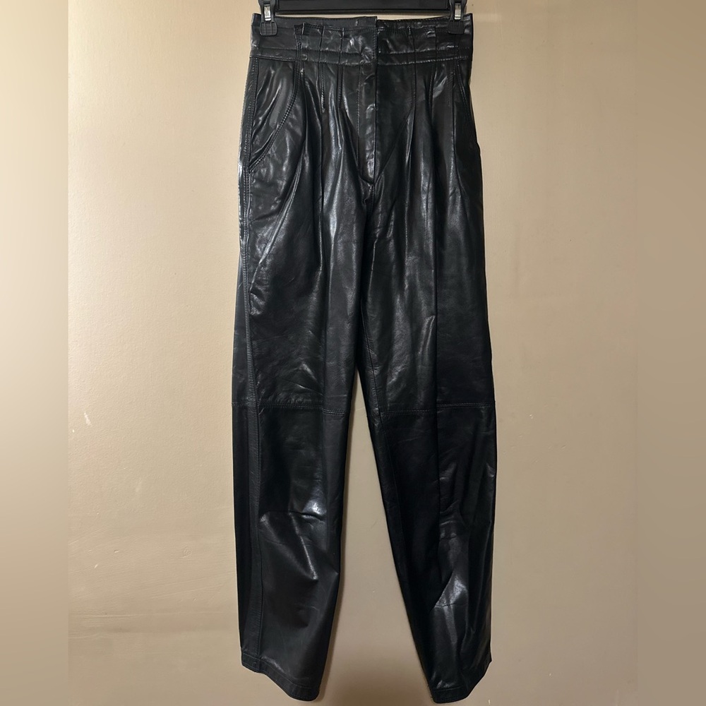 Vintage 80s 90s High Waisted Real Leather “Toffs” Pants size 4p